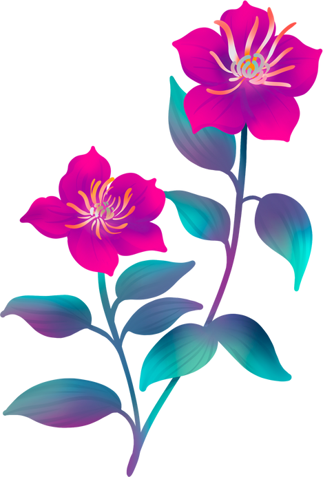 Modern Realistic Vibrant Tibouchina Flower
